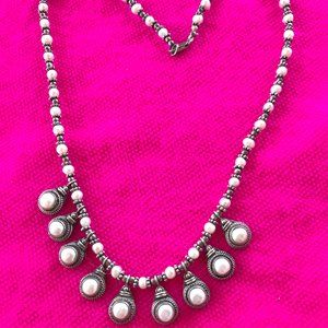 ANTIQUE SILVER AND PEARL NECKLACE